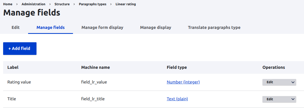Custom paragraph fields in Drupal